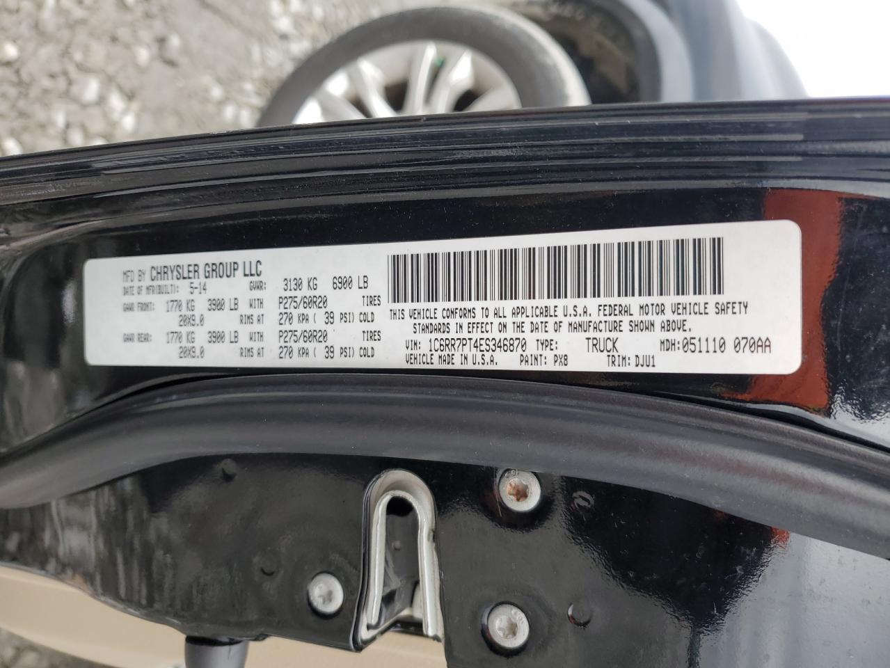 2014 RAM 1500 VIN 1C6RR7PT4ES346870 Copart auction photo, side damage thumbnail 12