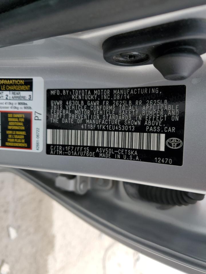 2014 Toyota Camry VIN 4T1BF1FK1EU453013 Copart auction photo, front end / mechanical damage thumbnail 12