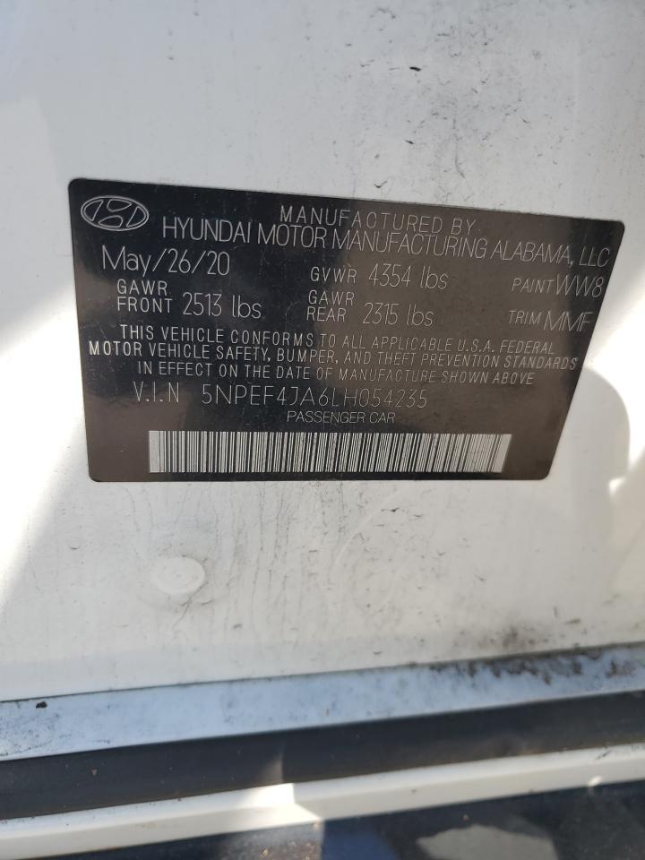 2020 Hyundai Sonata VIN 5NPEF4JA6LH054235 Copart auction photo, top/roof damage thumbnail 12