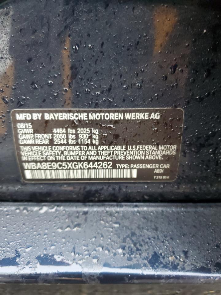 2016 BMW 3er VIN WBA8E9C5XGK644262 Copart auction photo, all over / front end damage thumbnail 13