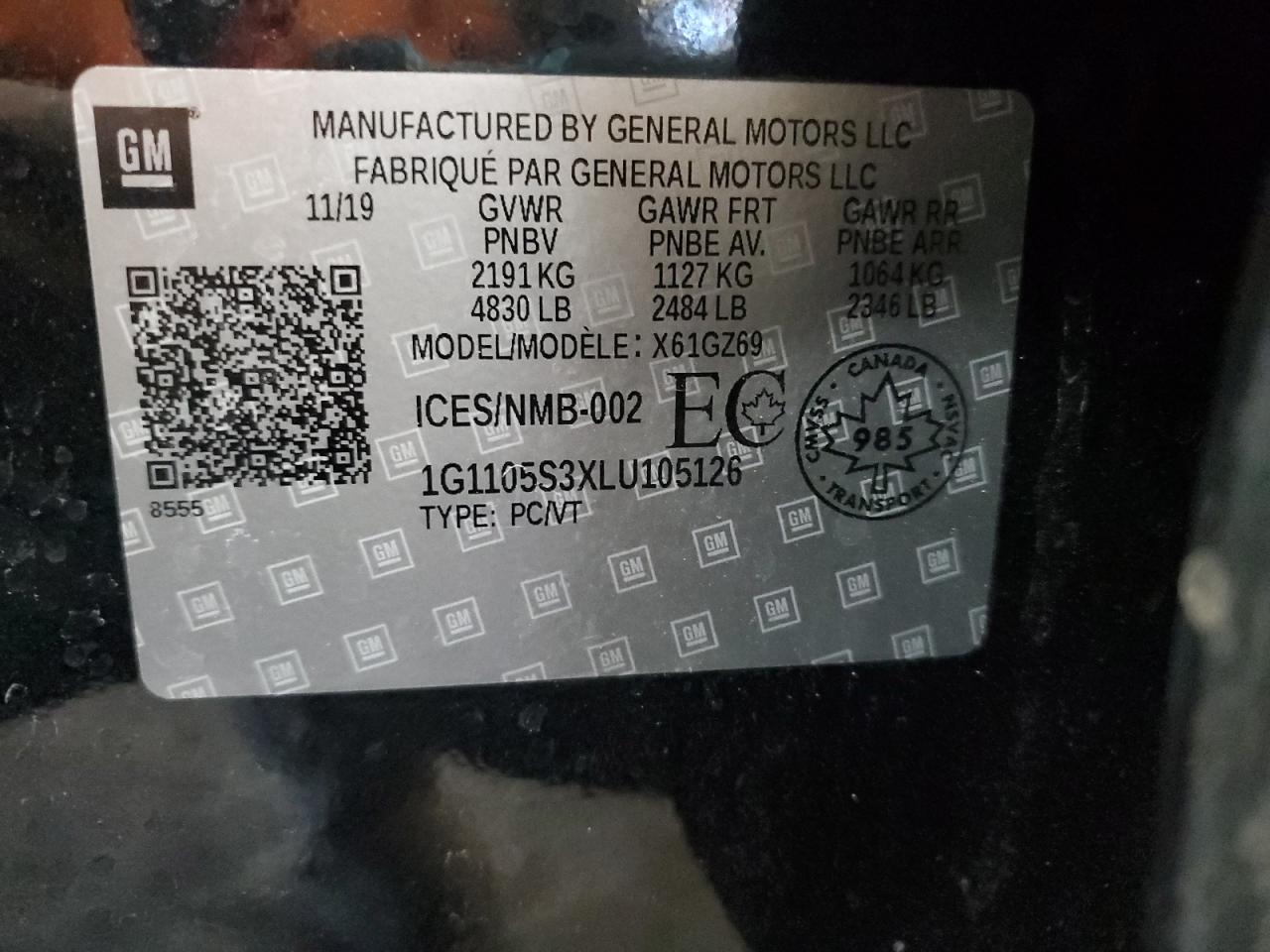 2020 Chevrolet Impala VIN 1G1105S3XLU105126 Copart auction photo, front end damage thumbnail 13