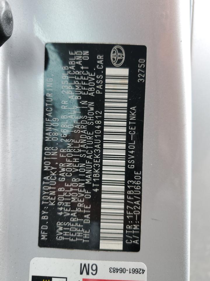 2010 Toyota Camry VIN 4T1BK3EK3AU104812 Copart auction photo, front end damage thumbnail 14