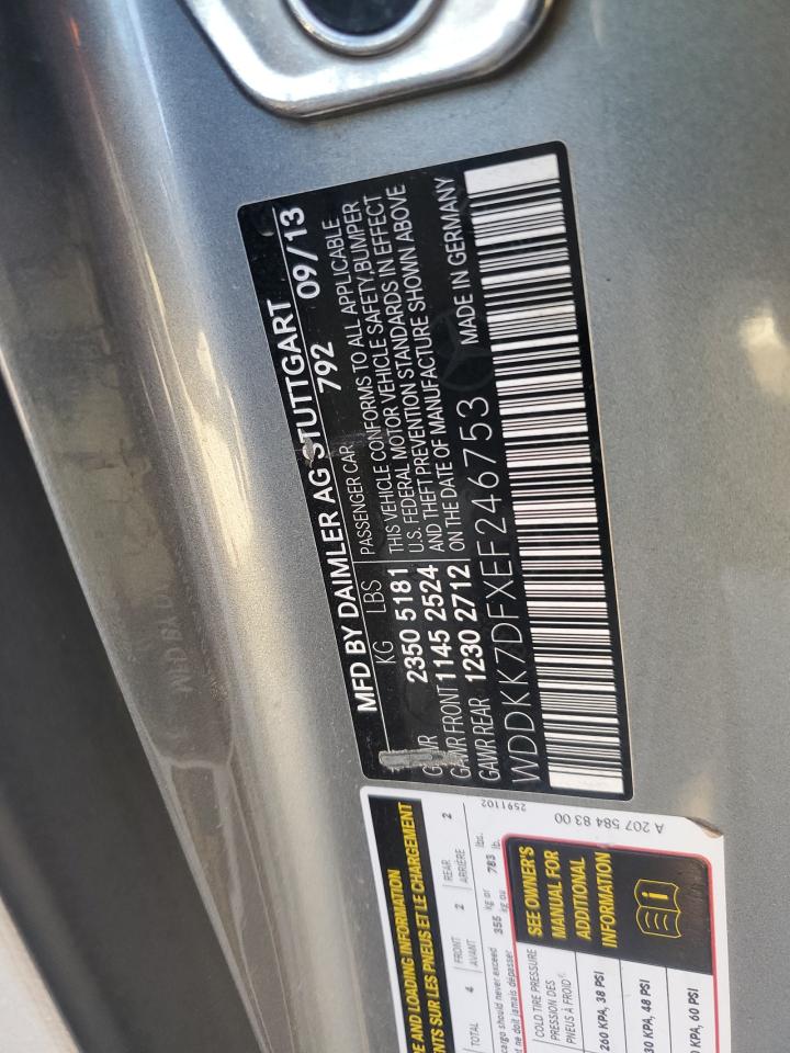 2014 Mercedes-Benz E-klasse VIN WDDKK7DFXEF246753 Copart auction photo, water/flood damage thumbnail 13