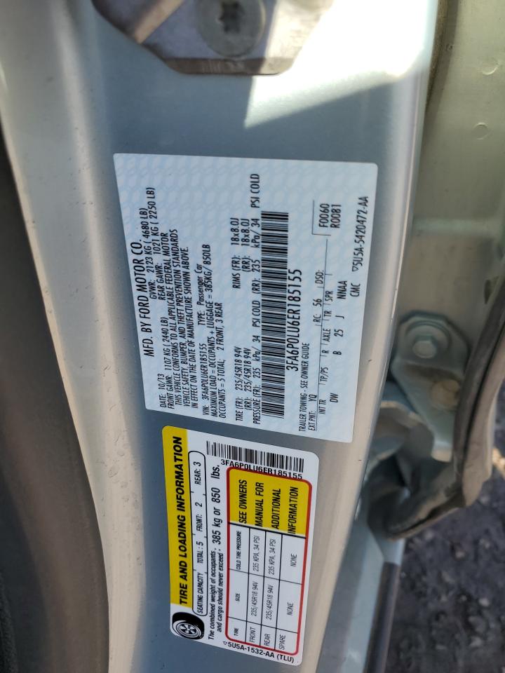 2014 Ford Fusion VIN 3FA6P0LU6ER185155 Copart auction photo, mechanical damage thumbnail 14