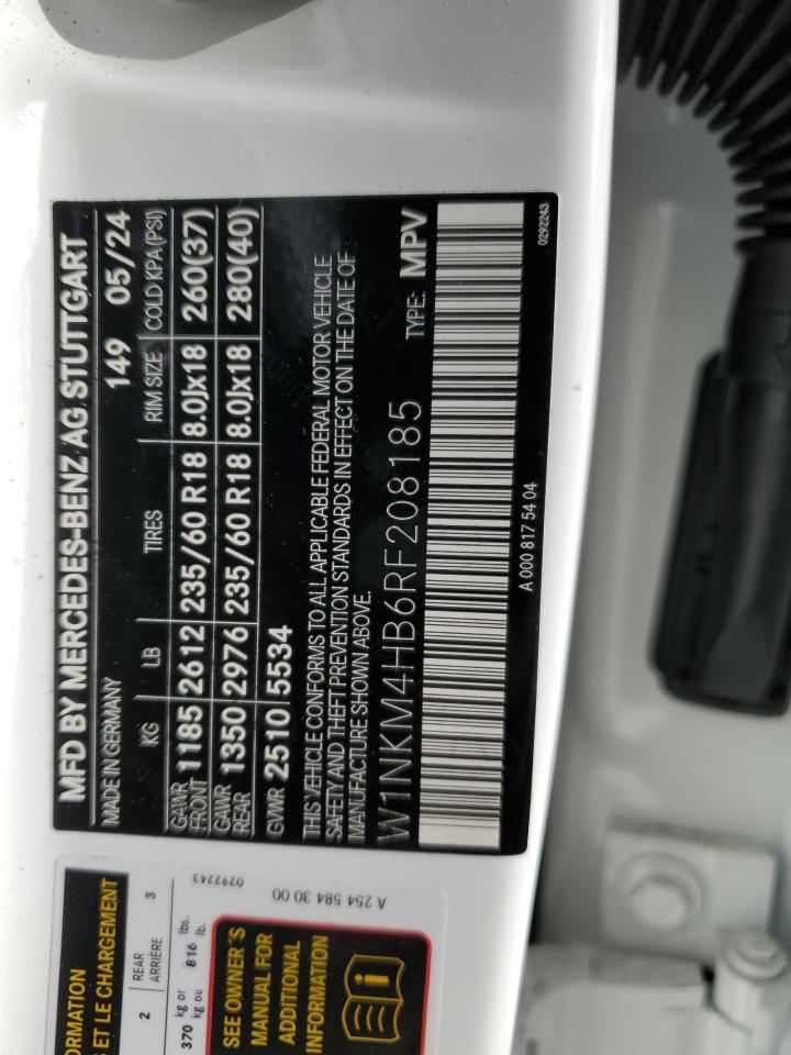 2024 Mercedes-Benz GLC VIN W1NKM4HB6RF208185 Copart auction photo, biohazard/chemical / front end damage thumbnail 14