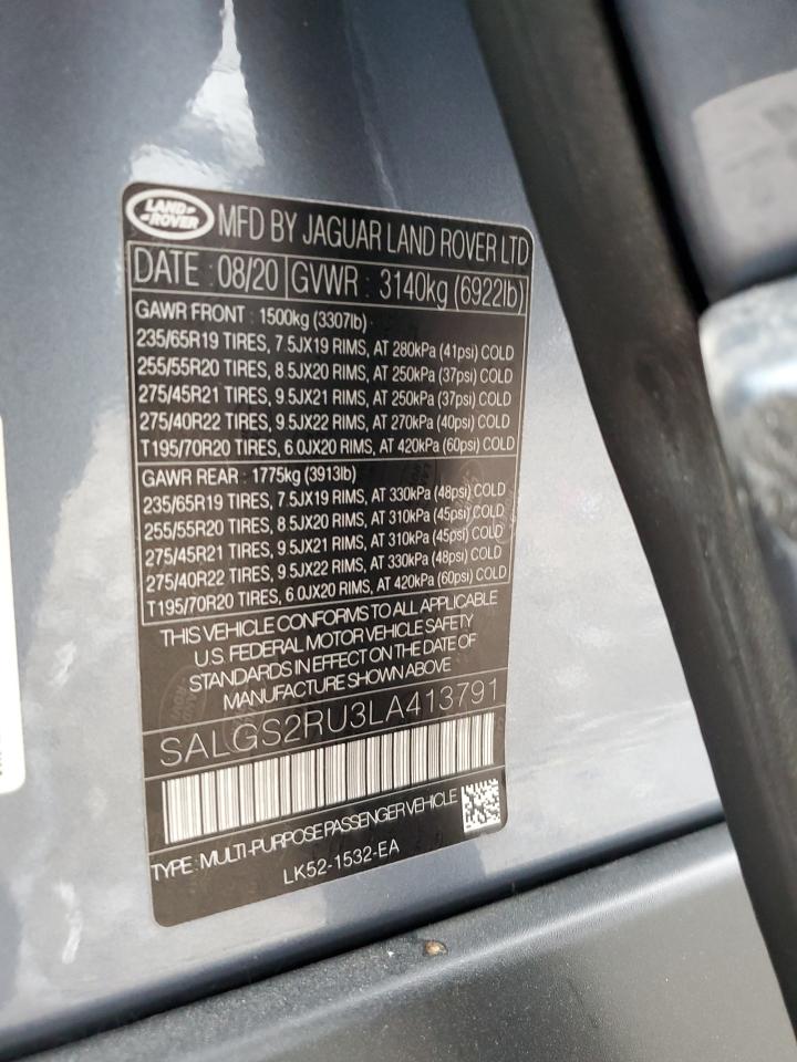 2020 Land Rover Range Rover VIN SALGS2RU3LA413791 Copart auction photo, rollover damage thumbnail 16