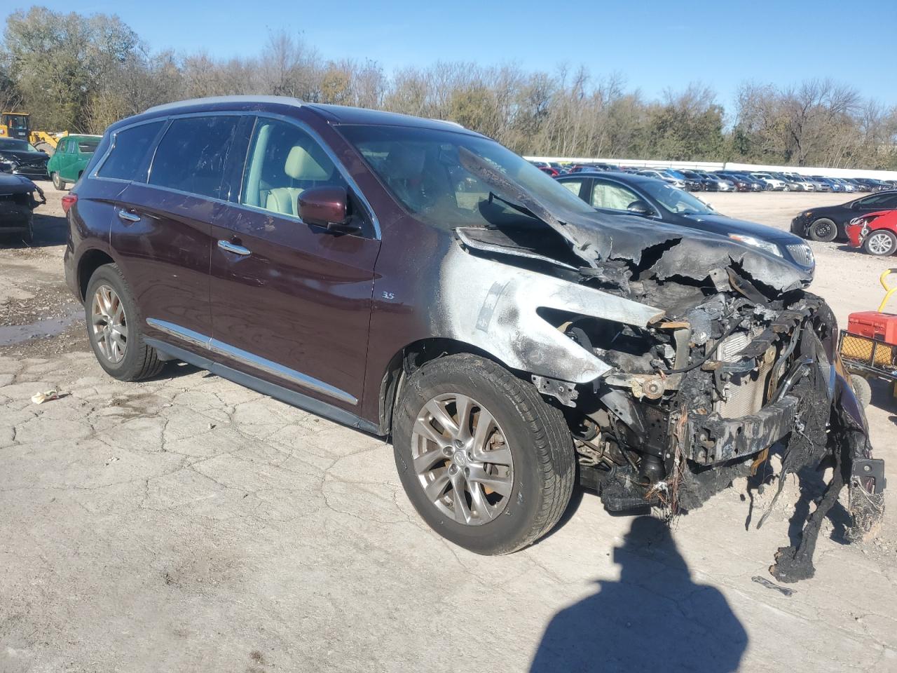 2015 Infiniti QX60 VIN 5N1AL0MN8FC556996 Copart auction photo, burn - engine / minor dent/scratches damage thumbnail 4