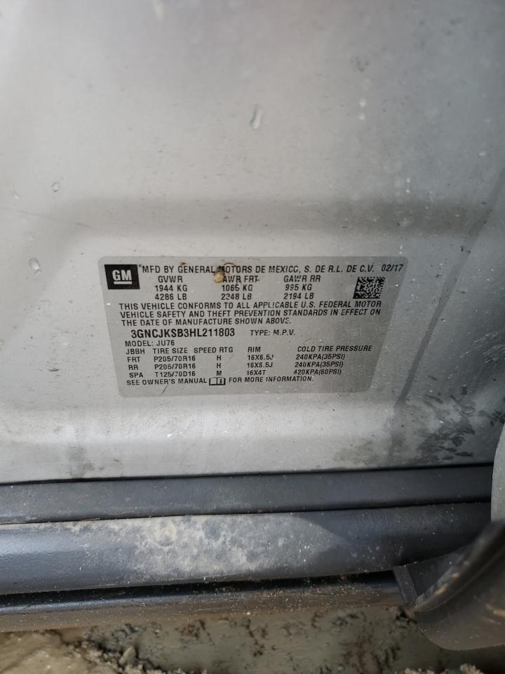2017 Chevrolet Trax VIN 3GNCJKSB3HL211803 Copart auction photo, all over damage thumbnail 14