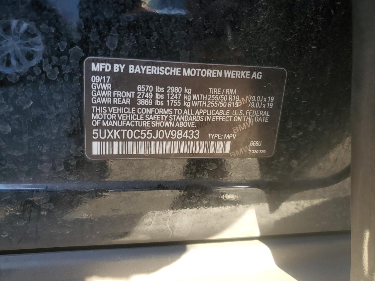 2018 BMW X5 VIN 5UXKT0C55J0V98433 Copart auction photo, front end damage thumbnail 14