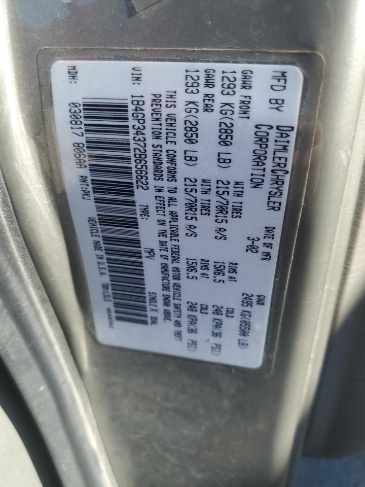 2002 Dodge Caravan VIN 1B4GP34372B656622 Copart auction photo, front end damage thumbnail 15