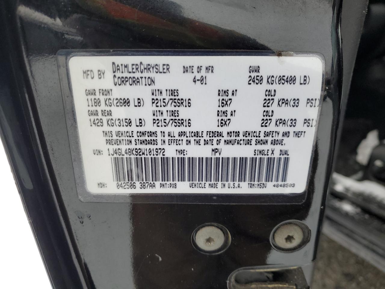 2002 Jeep Liberty (North America) VIN 1J4GL48K92W101972 Copart auction photo, all over damage thumbnail 14
