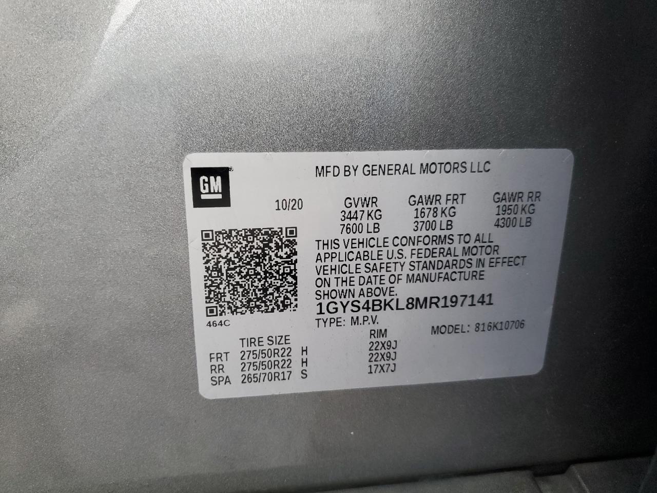 2021 Cadillac Escalade VIN 1GYS4BKL8MR197141 Copart auction photo, front end damage thumbnail 13