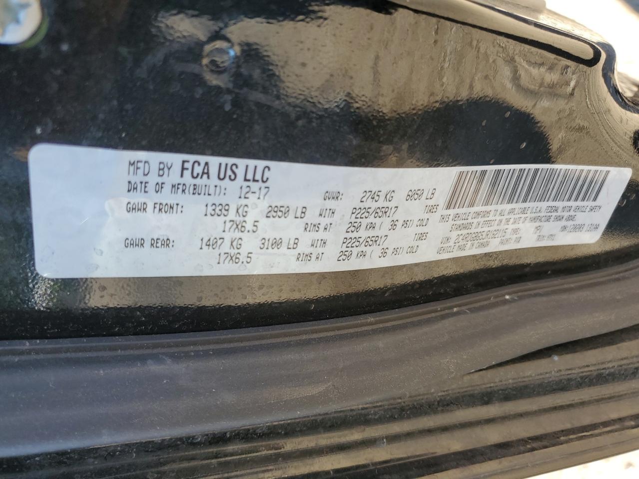 2018 Dodge Caravan VIN 2C4RDGBG5JR162115 Copart auction photo, rear end / minor dent/scratches damage thumbnail 13