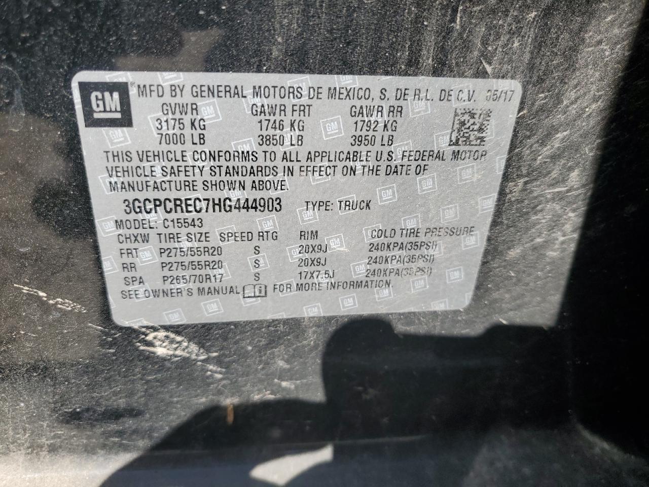 2017 Chevrolet Silverado VIN 3GCPCREC7HG444903 Copart auction photo, front end damage thumbnail 13