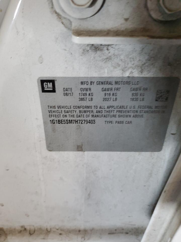 2017 Chevrolet Cruze VIN 1G1BE5SM7H7279403 Copart auction photo, front end / undercarriage damage thumbnail 13