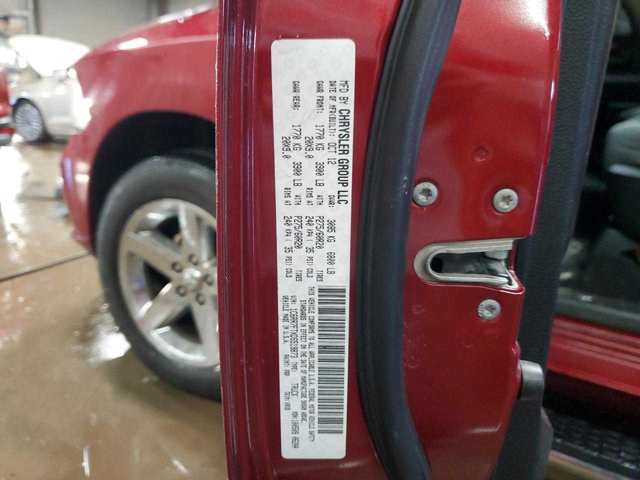 2013 RAM 1500 VIN 1C6RR7FTXDS519873 Copart auction photo, side / front end damage thumbnail 12