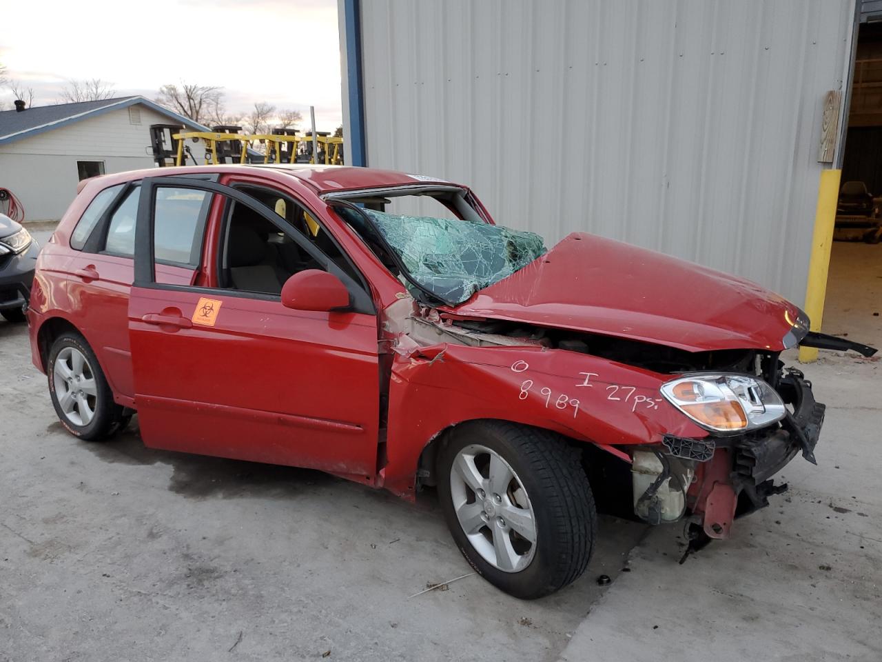 2009 KIA Spectra VIN KNAFE241295023187 Copart auction photo, all over damage thumbnail 4
