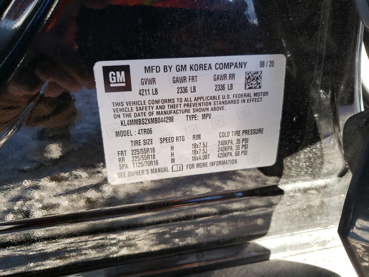 2021 Buick Encore VIN KL4MMBS2XMB044298 Copart auction photo, front end / minor dent/scratches damage thumbnail 16