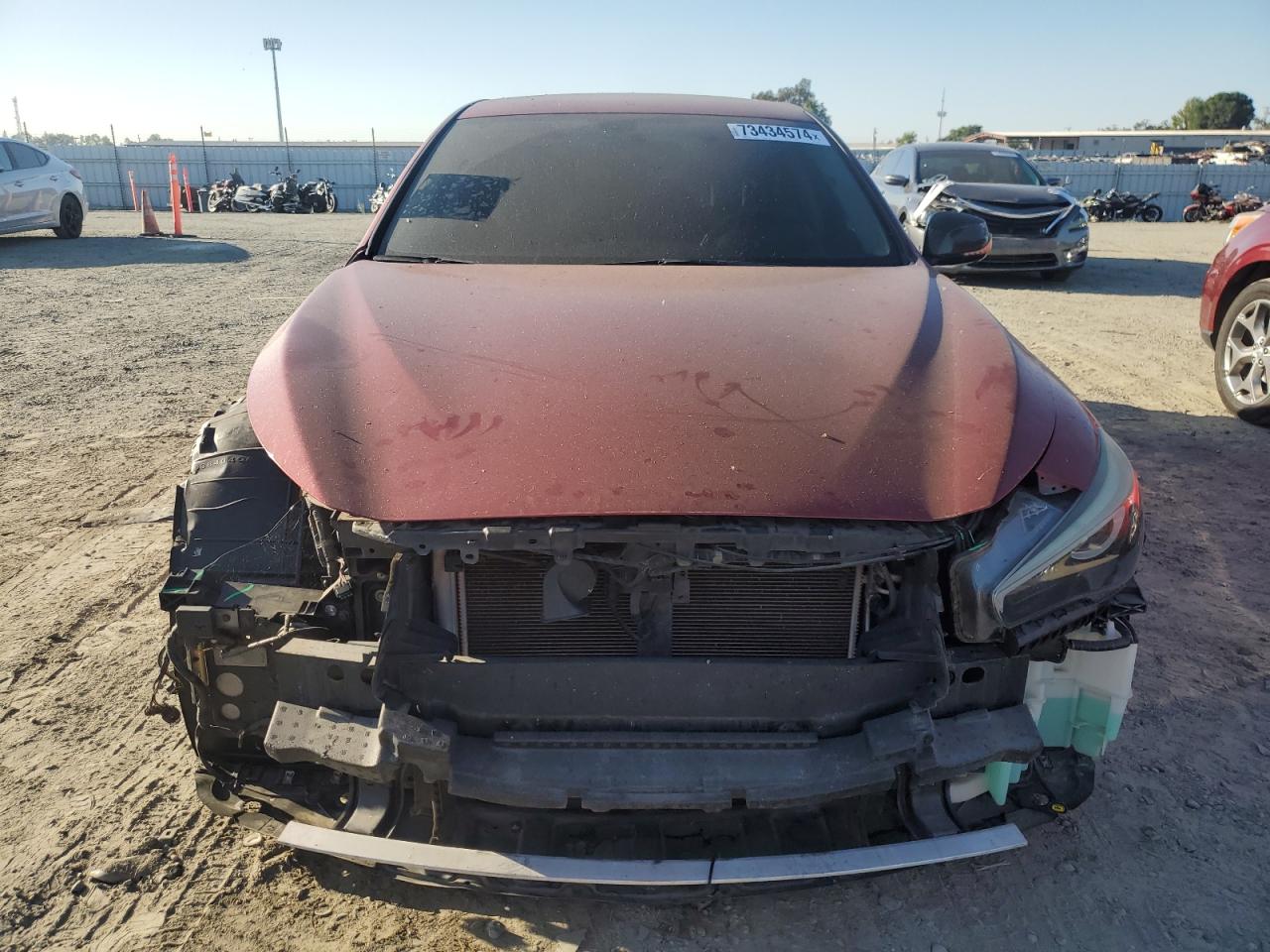 2014 Infiniti Q50 VIN JN1BV7AP8EM691893 Copart auction photo, front end damage thumbnail 5