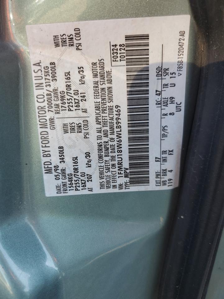 1998 Ford Expedition VIN 1FMRU18W6WLB99469 Copart auction photo, front end / rear end damage thumbnail 13