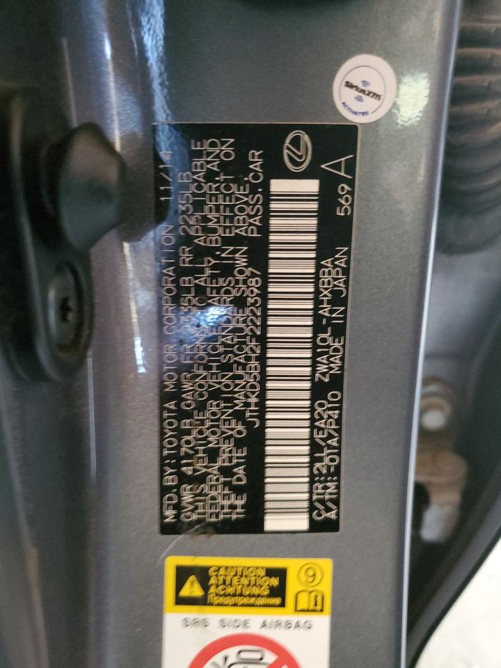 2015 Lexus CT VIN JTHKD5BH2F2223987 Copart auction photo, front end damage thumbnail 15