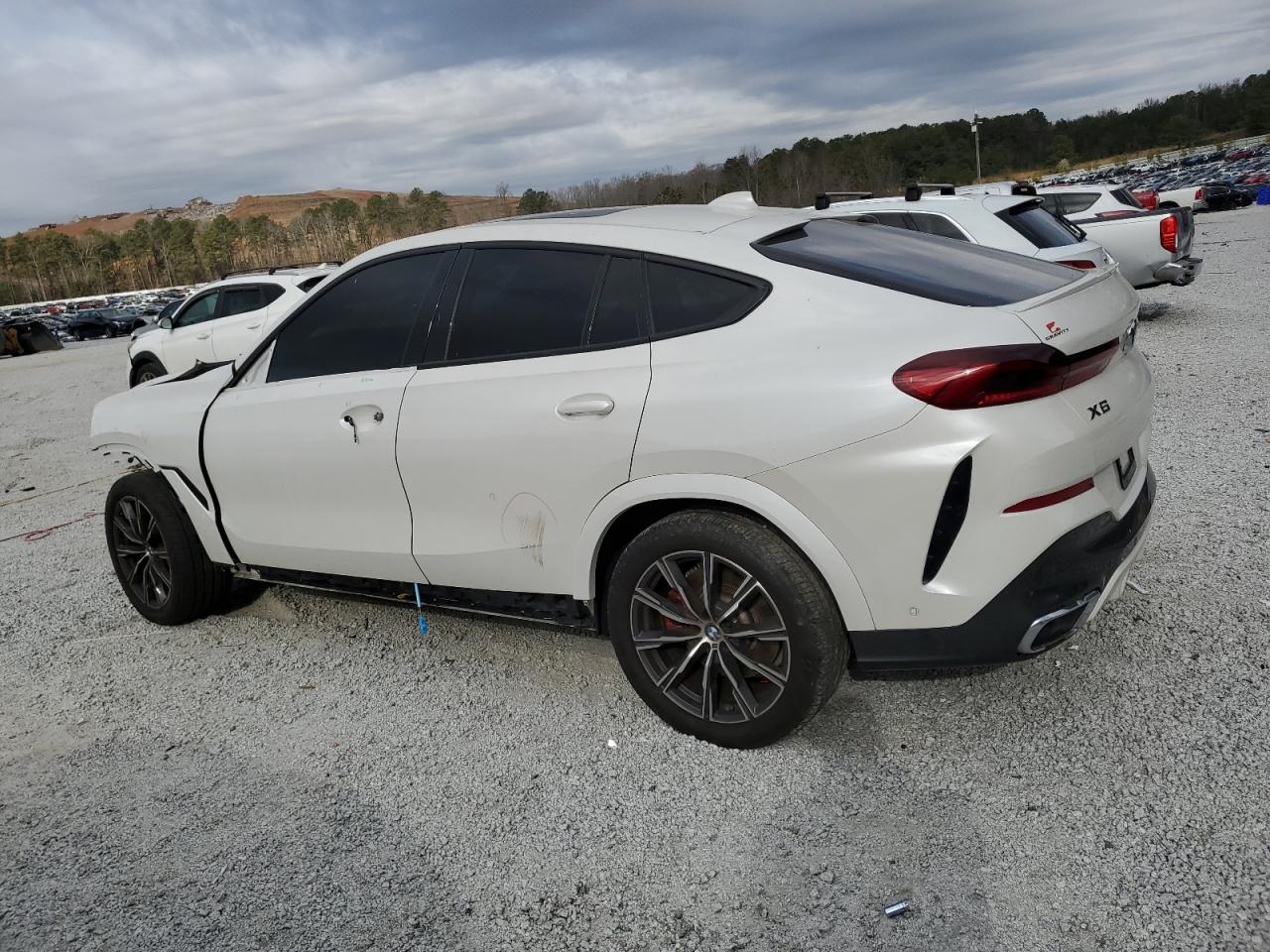 2021 BMW X6 VIN 5UXCY6C01M9H63412 Copart auction photo, front end / side damage thumbnail 2