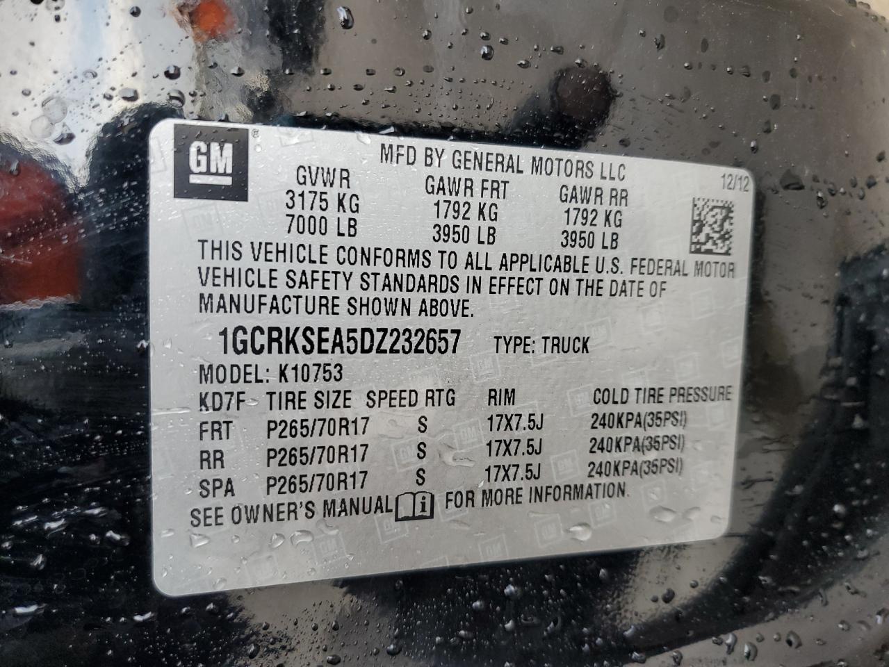 2013 Chevrolet Silverado VIN 1GCRKSEA5DZ232657 Copart auction photo, front end / rear end damage thumbnail 12