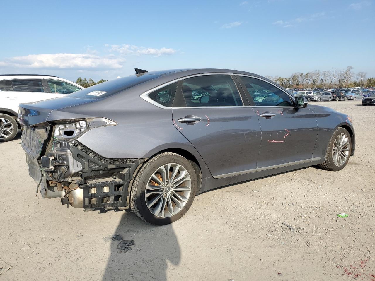 2015 Hyundai Genesis VIN KMHGN4JE2FU099693 Copart auction photo, rear end damage thumbnail 3