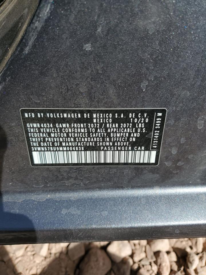 2021 Volkswagen Jetta VIN 3VWN57BU9MM004838 Copart auction photo, rear end damage thumbnail 14