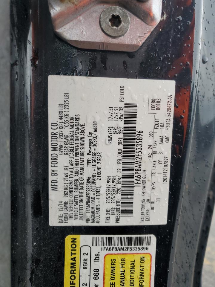 2015 Ford Mustang VIN 1FA6P8AM2F5335896 Copart auction photo, front end / side damage thumbnail 14