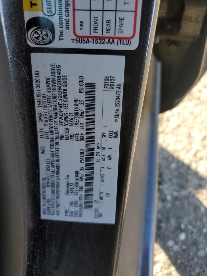 2016 Ford Fiesta VIN 3FADP4EJ2GM208495 Copart auction photo, rear end / front end damage thumbnail 15