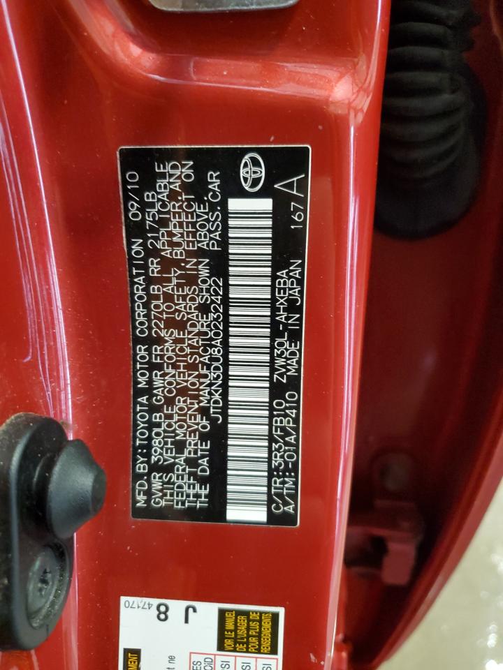 2010 Toyota Prius VIN JTDKN3DU8A0232422 Copart auction photo, front end damage thumbnail 12