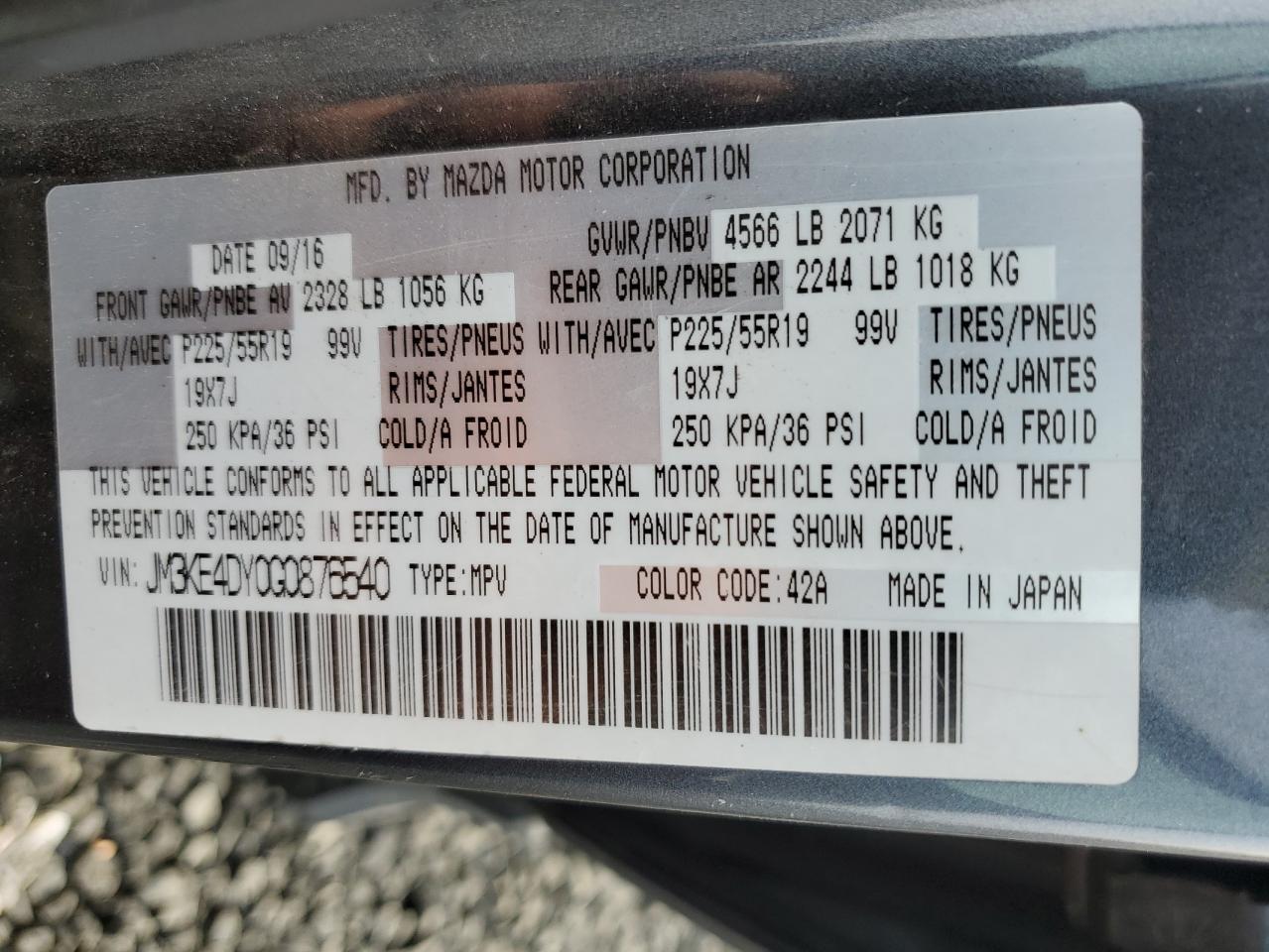 2016 Mazda CX-5 VIN JM3KE4DY0G0876540 Copart auction photo, all over damage thumbnail 15