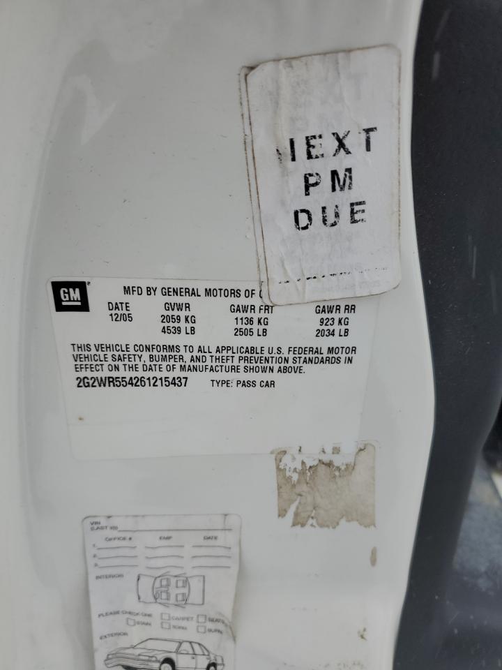 2006 Pontiac Grand Prix VIN 2G2WR554261215437 Copart auction photo, all over damage thumbnail 13