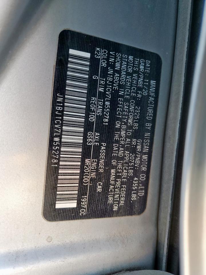 2020 Nissan Rogue VIN JN1BJ1CV7LW552781 Copart auction photo, front end / side damage thumbnail 13