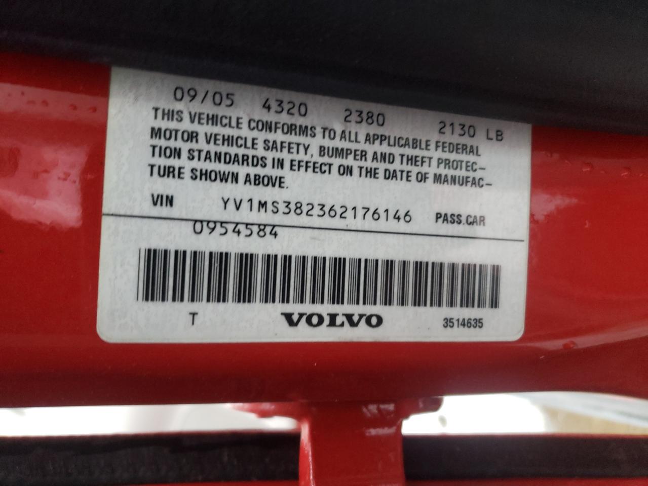 2006 Volvo S40 VIN YV1MS382362176146 Copart auction photo, front end damage thumbnail 12