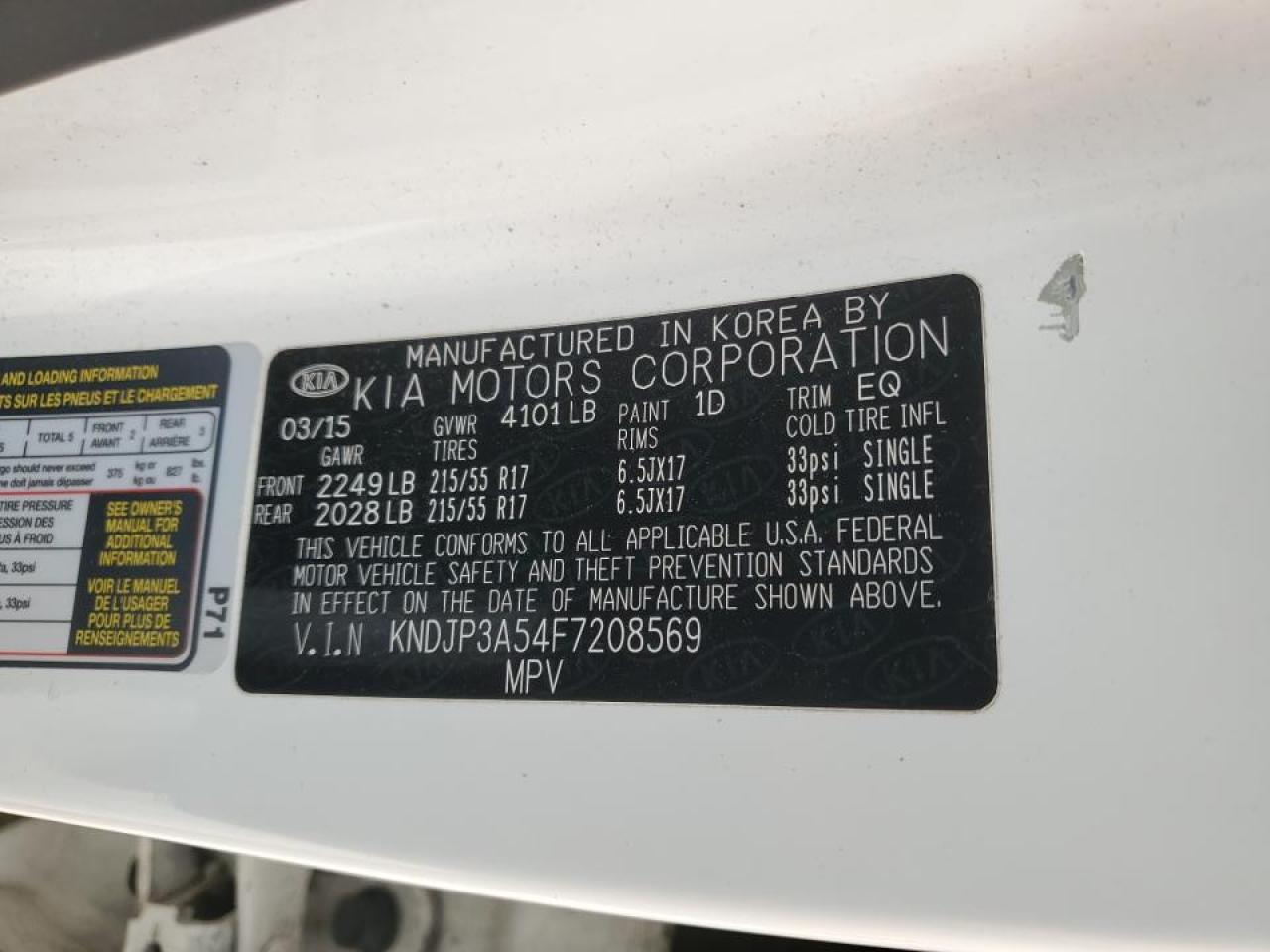 2015 KIA Soul VIN KNDJP3A54F7208569 Copart auction photo, front end damage thumbnail 15