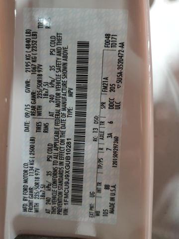 2016 Ford Escape VIN 1FMCU9J9XGUB10281 Copart auction photo, side damage thumbnail 12