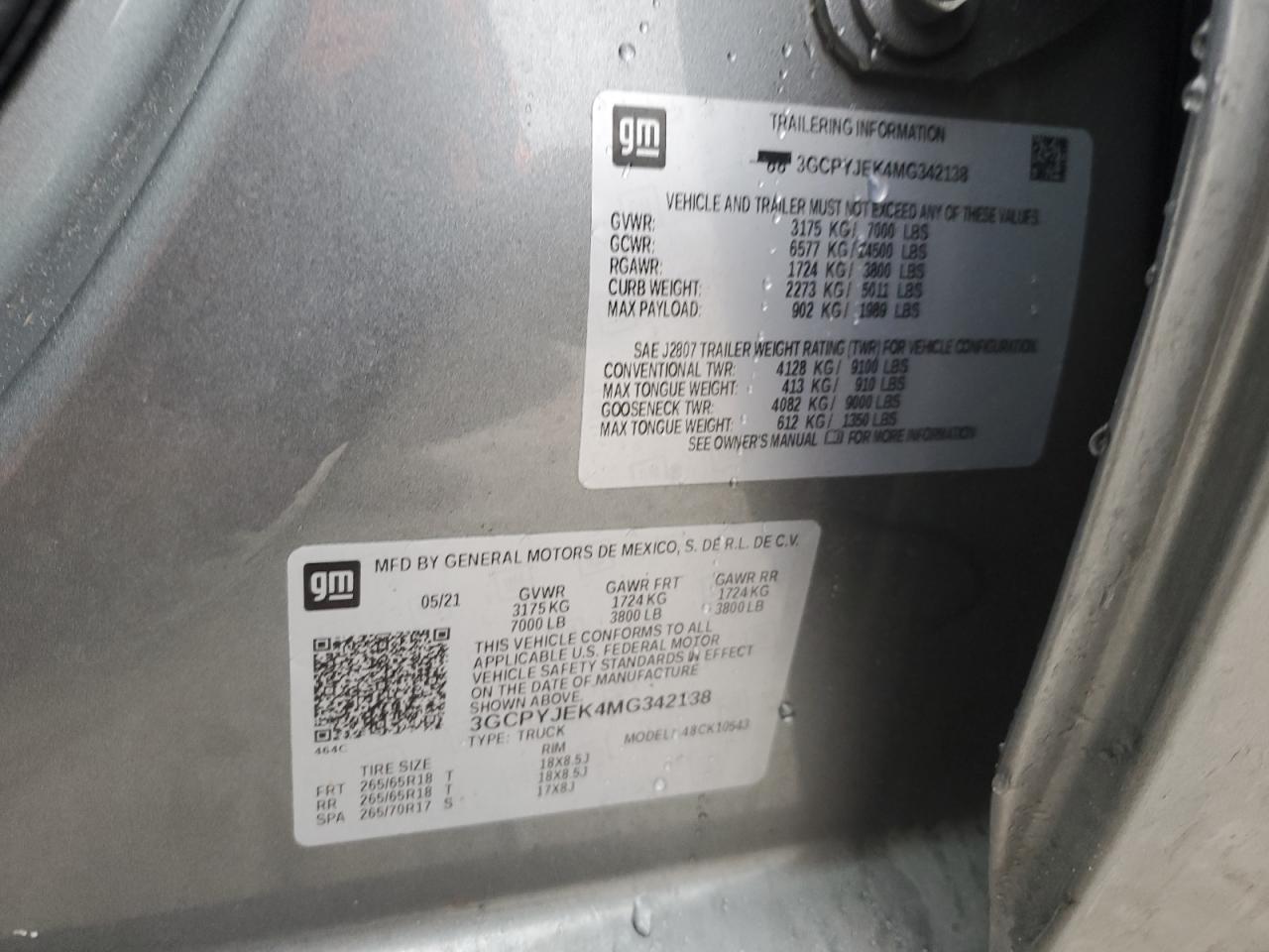 2021 Chevrolet Silverado VIN 3GCPYJEK4MG342138 Copart auction photo, front end damage thumbnail 12