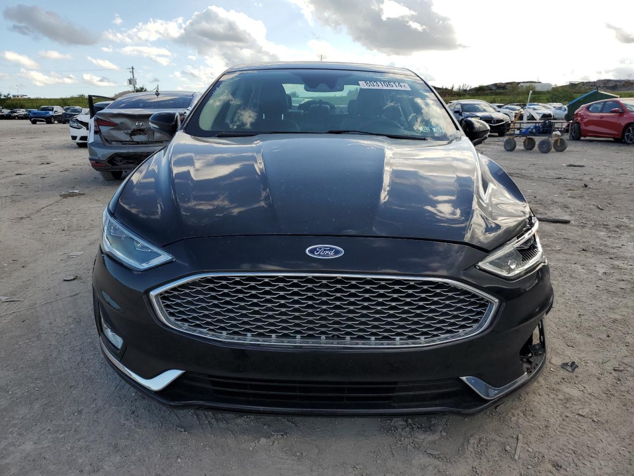 2019 Ford Fusion VIN 3FA6P0SU1KR213103 Copart auction photo, front end / side damage thumbnail 5