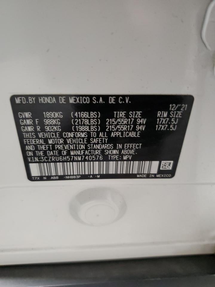 2022 Honda HR-V VIN 3CZRU6H57NM740576 Copart auction photo, front end damage thumbnail 15