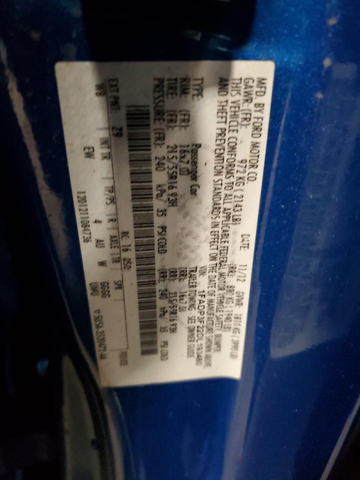 2013 Ford Focus VIN 1FADP3F22DL193480 Copart auction photo, side / rear end damage thumbnail 12