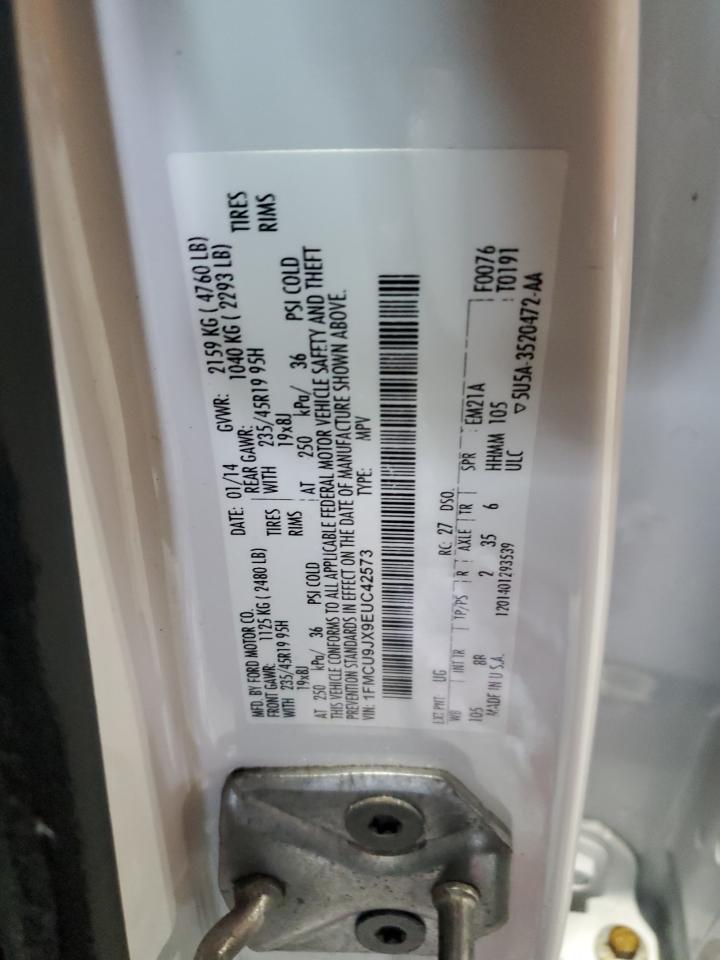 2014 Ford Escape VIN 1FMCU9JX9EUC42573 Copart auction photo, front end damage thumbnail 13