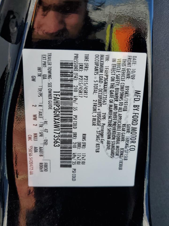 2010 Ford Focus VIN 1FAHP3GNXAW173563 Copart auction photo, rear end / side damage thumbnail 15