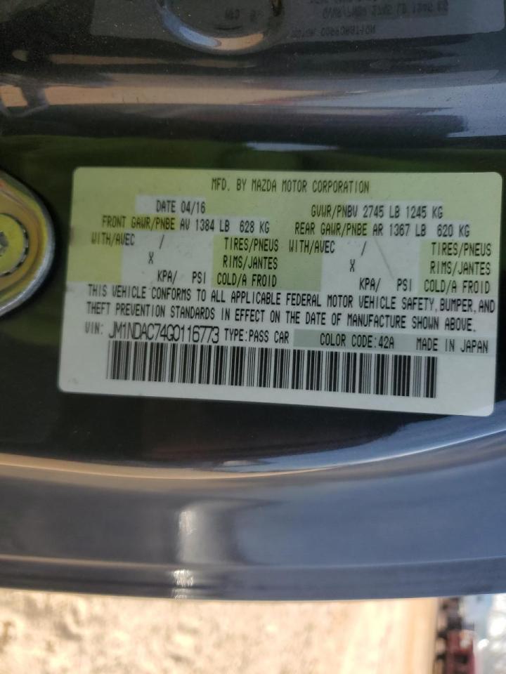 2016 Mazda MX-5 VIN JM1NDAC74G0116773 Copart auction photo, rear end damage thumbnail 14