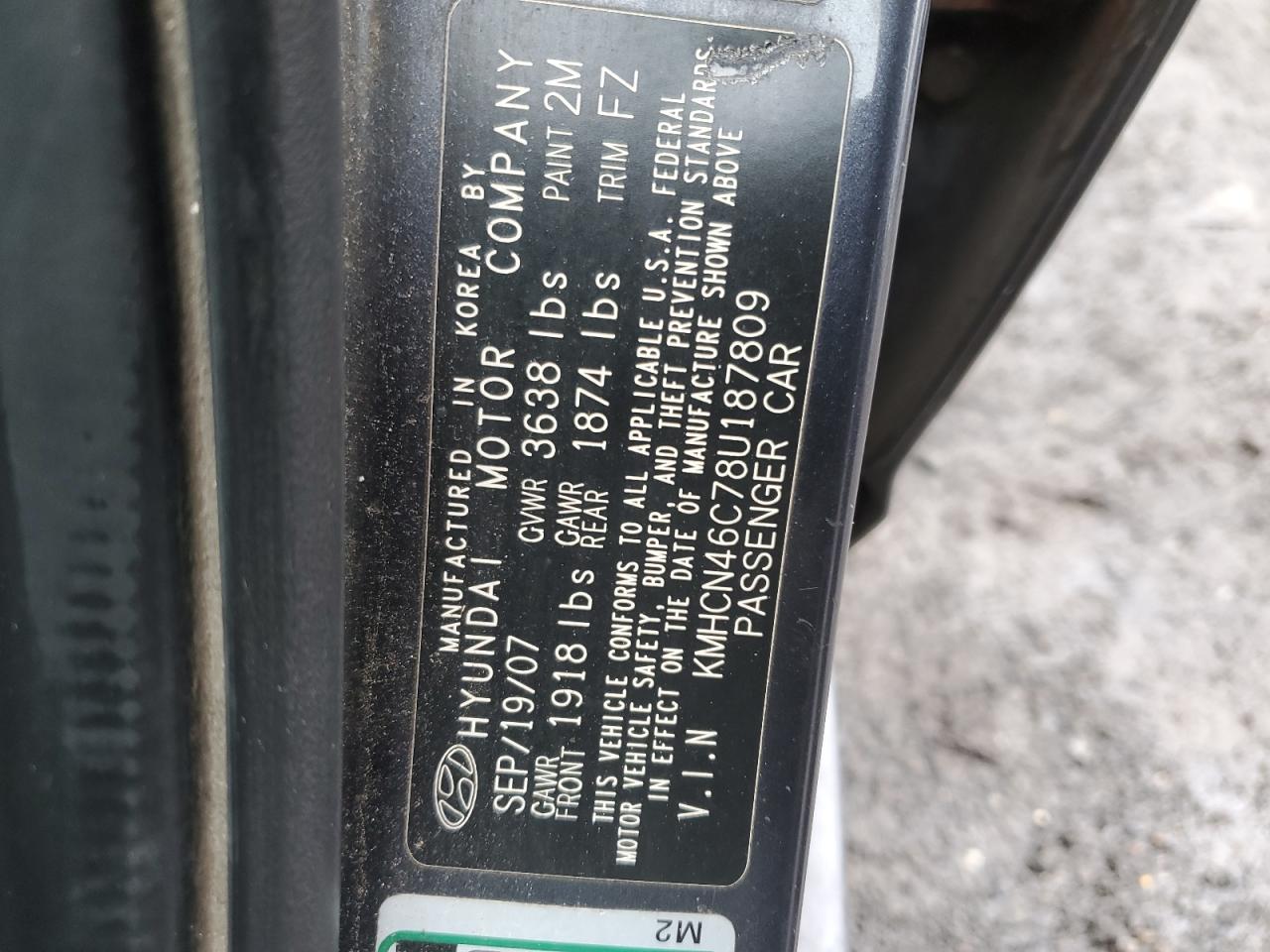 2008 Hyundai Accent VIN KMHCN46C78U187809 Copart auction photo, front end damage thumbnail 12