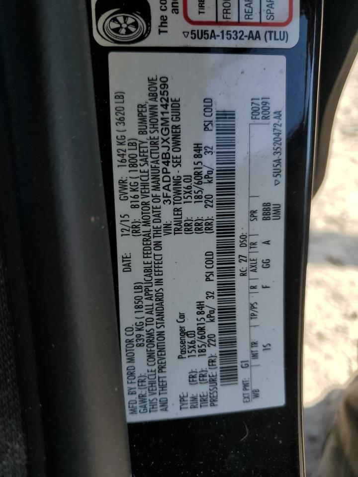 2016 Ford Fiesta VIN 3FADP4BJXGM142590 Copart auction photo, front end / undercarriage damage thumbnail 14
