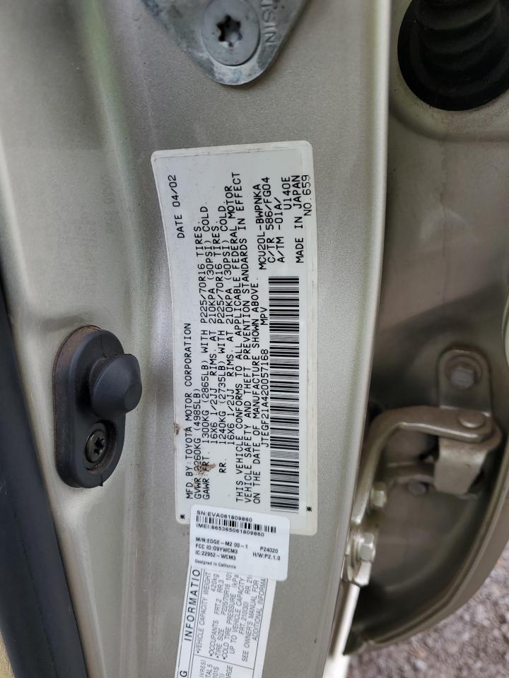 2002 Toyota Highlander VIN JTEGF21A420057168 Copart auction photo, all over damage thumbnail 14