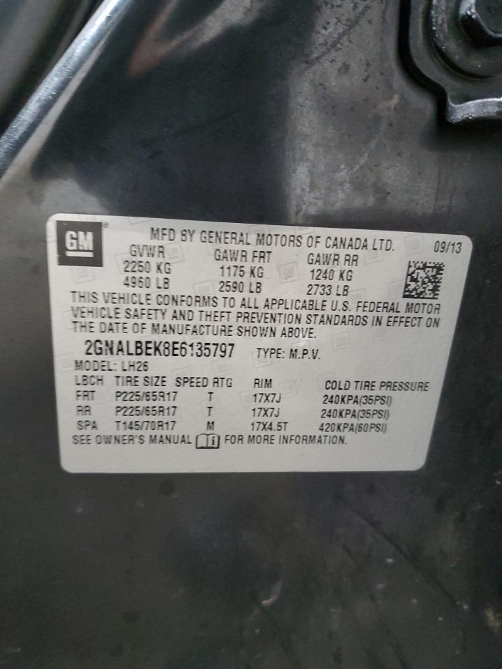 2014 Chevrolet Equinox VIN 2GNALBEK8E6135797 Copart auction photo, front end damage thumbnail 16