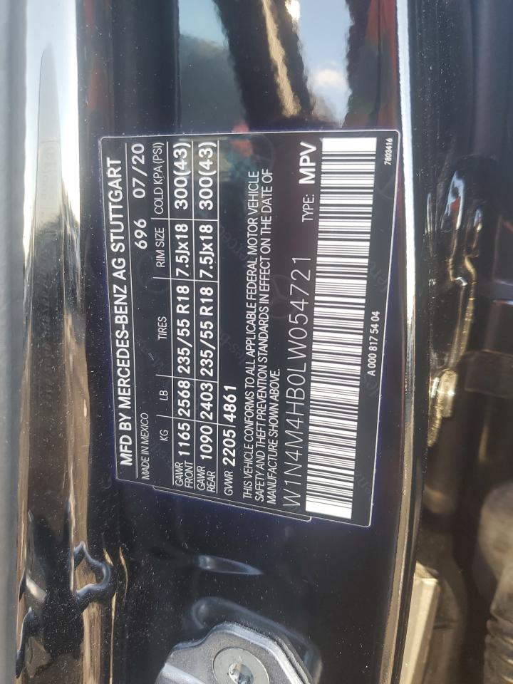 2020 Mercedes-Benz GLB VIN W1N4M4HB0LW054721 Copart auction photo, front end damage thumbnail 13